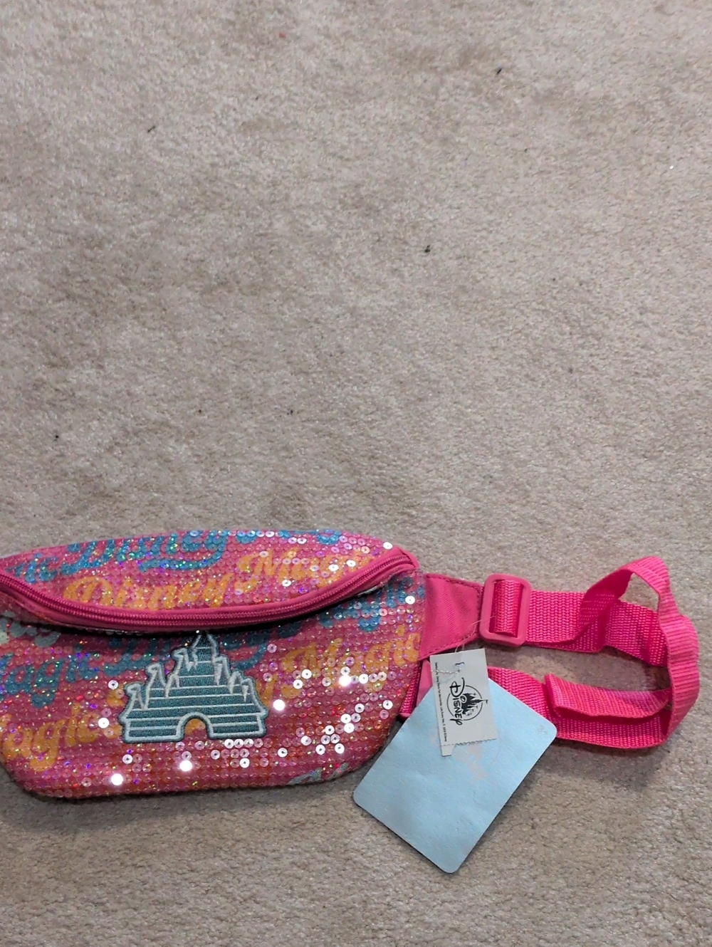 Disney Pink Sequin Waist Bag with Castle Applique (NWT)